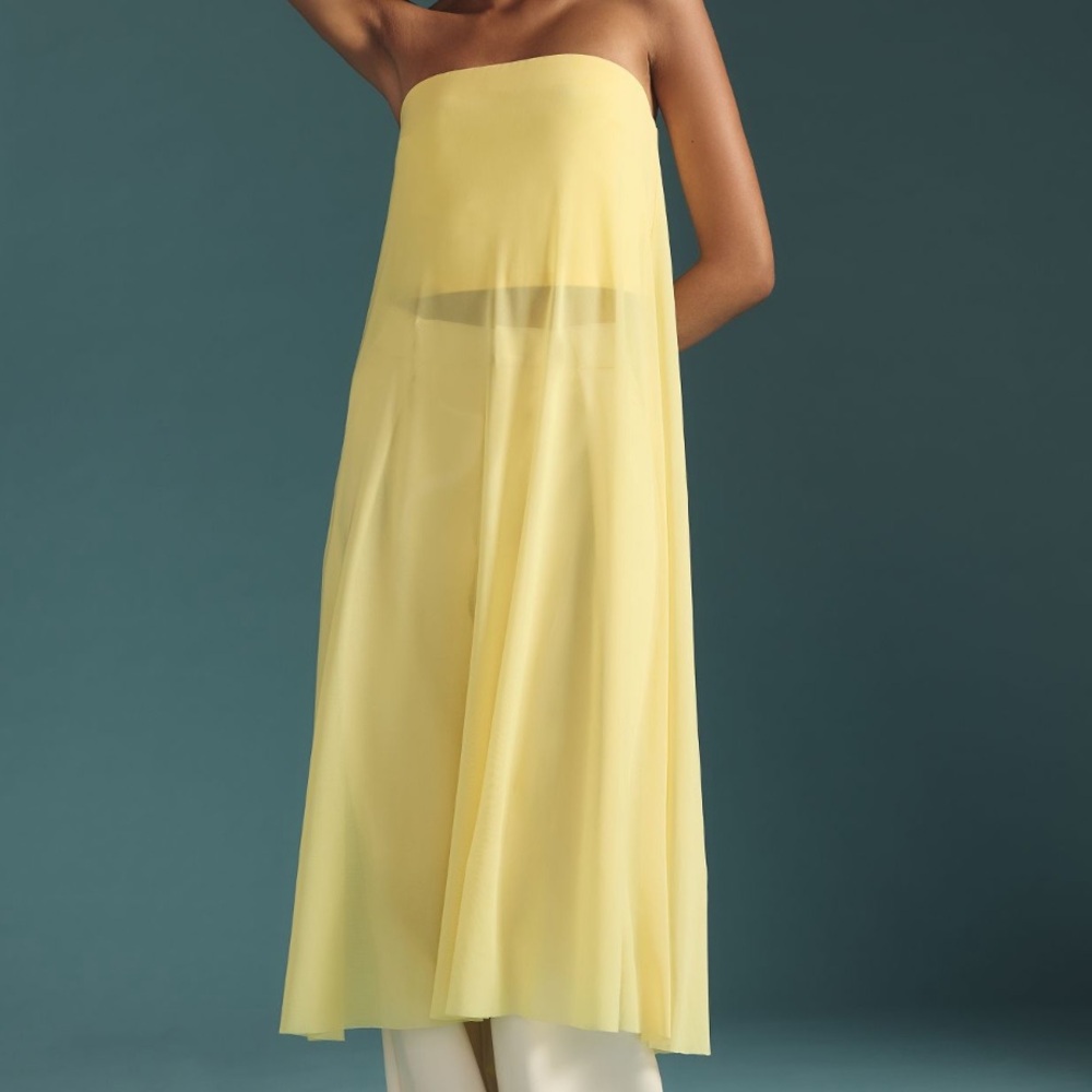 Anthropologie Tube Top / Sheer Mesh / Baby Yellow